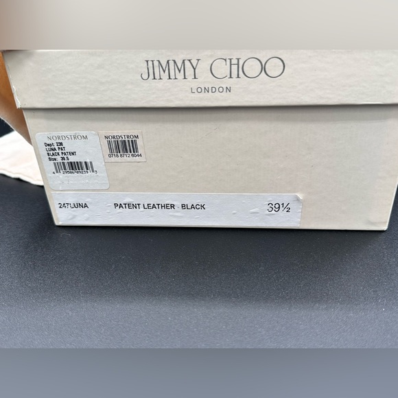 Jimmy Choo Classic Heels!! Luna Black Patent Leather Peep Toe 👠 - Picture 12 of 12